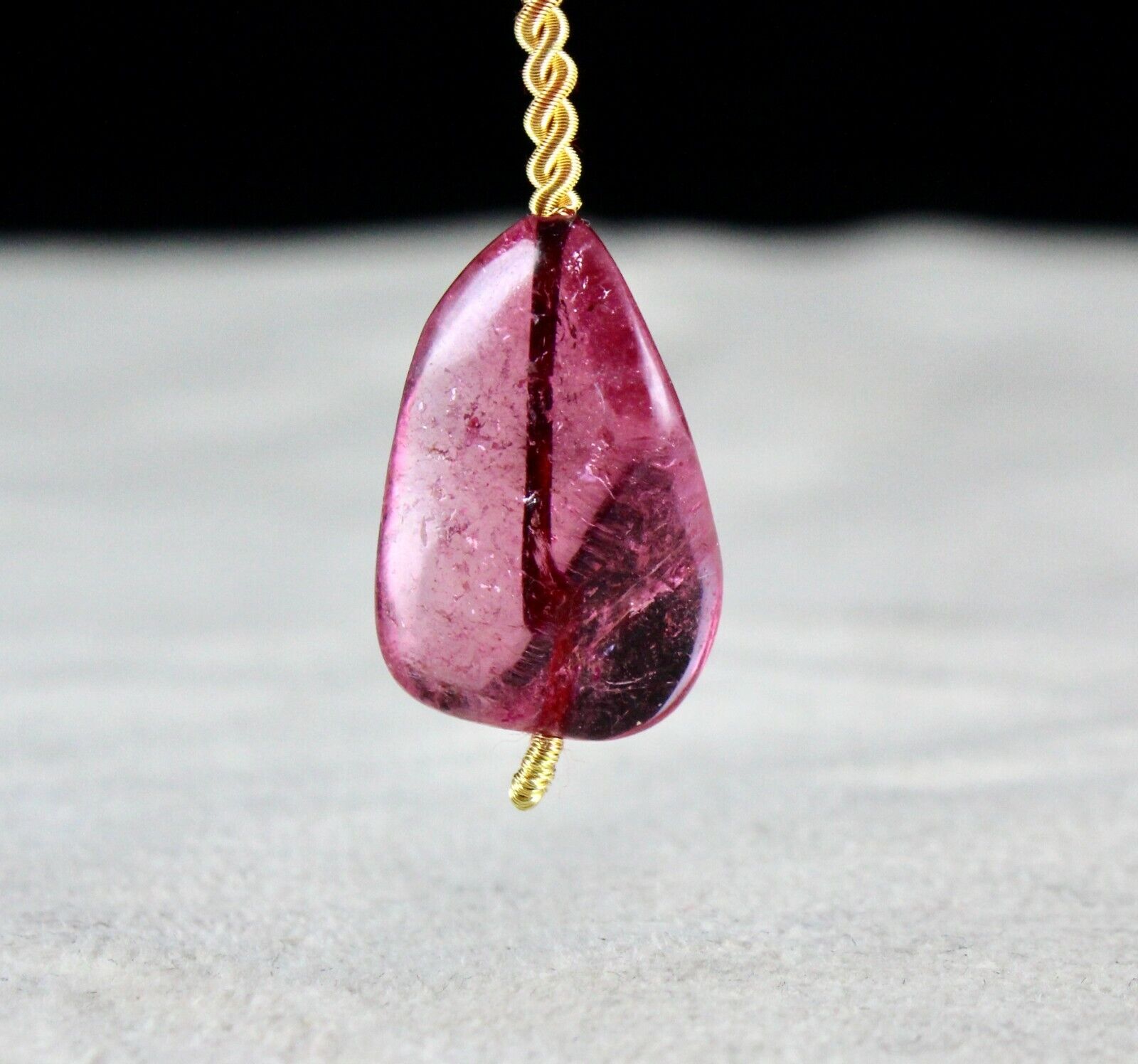 NATURAL PINK TOURMALINE CABOCHON DRILLED BEAD 15 CTS GEMSTONE HANGING PENDANT