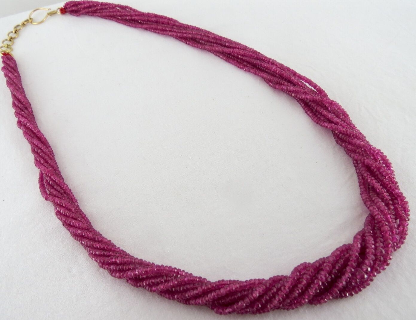 NATURAL HEATED RUBY BEADS 296 CTS FACETED ROUND 18KGOLD GEMSTONE LADIES NECKLACE