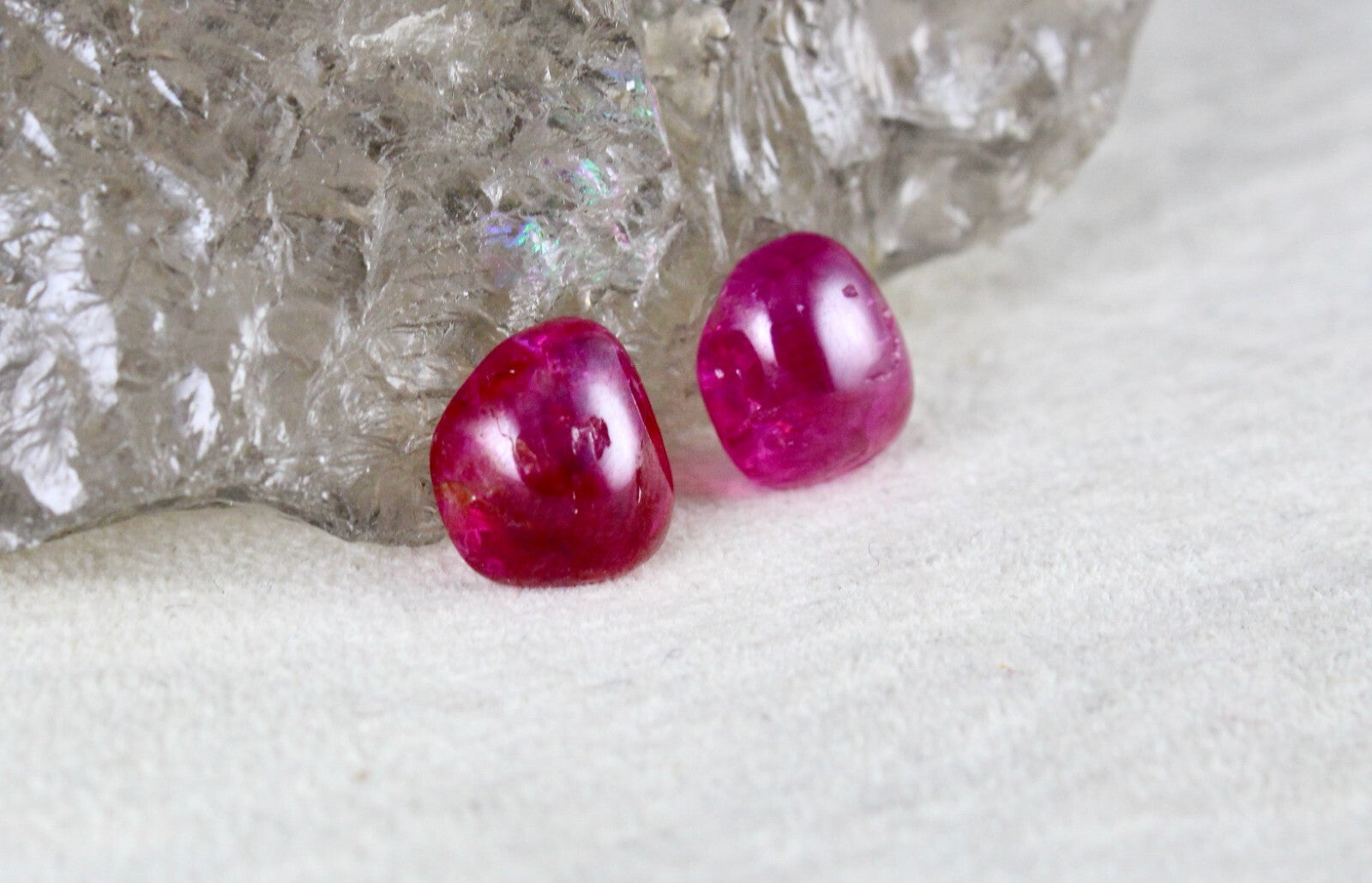 Certified Natural Burmese Ruby 10.48 Ct Fancy Cabochon Gemstone Earring Pair