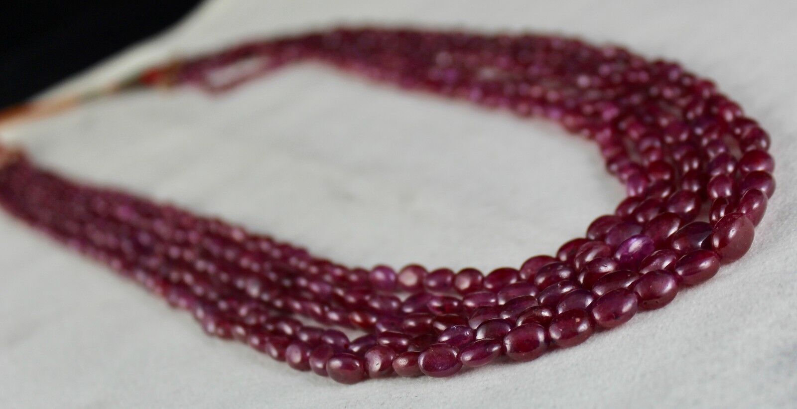 NATURAL UNTREATED RUBY BEADS 5 LINE 433 CARATS GEMSTONE LADIES NECKLACE