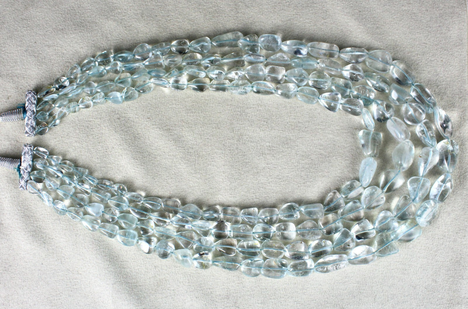 Certified Natural Blue Topaz 4 Line 1215ct Beaded Fine Necklace