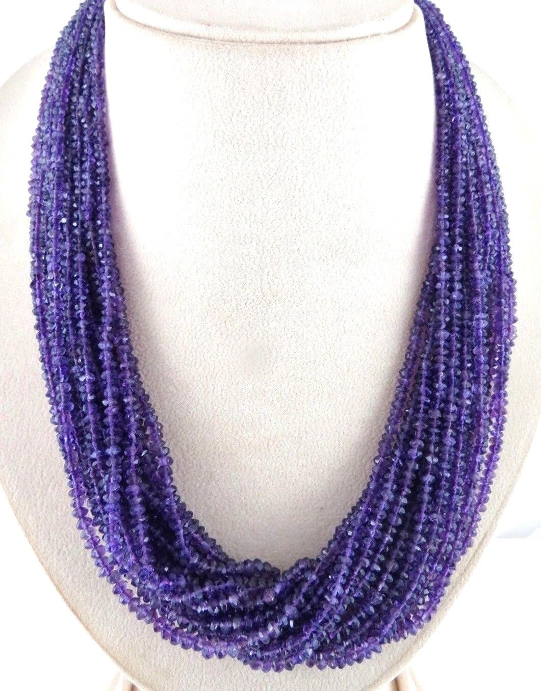 Natural Amethyst Faceted Beads Round 17L 820 Ct Purple Gemstone Fashion Necklace