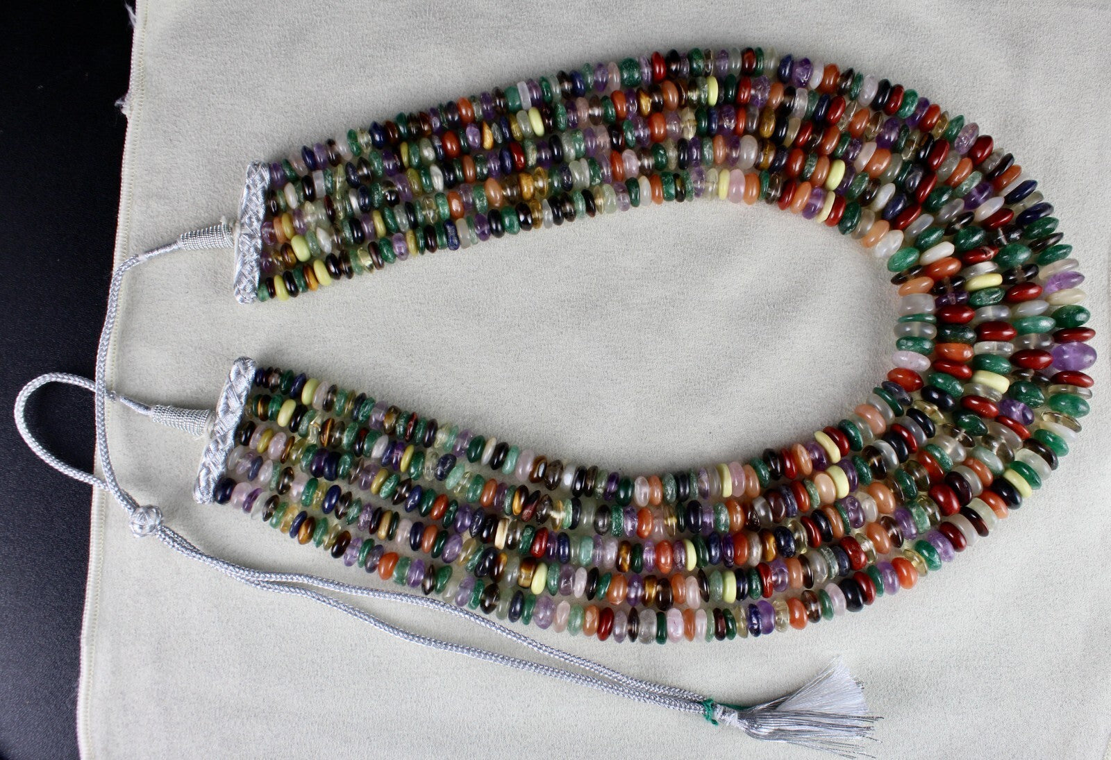 Vintage Multi Semi Precious Gemstone Beads Necklace 1576 Ct For Fashion