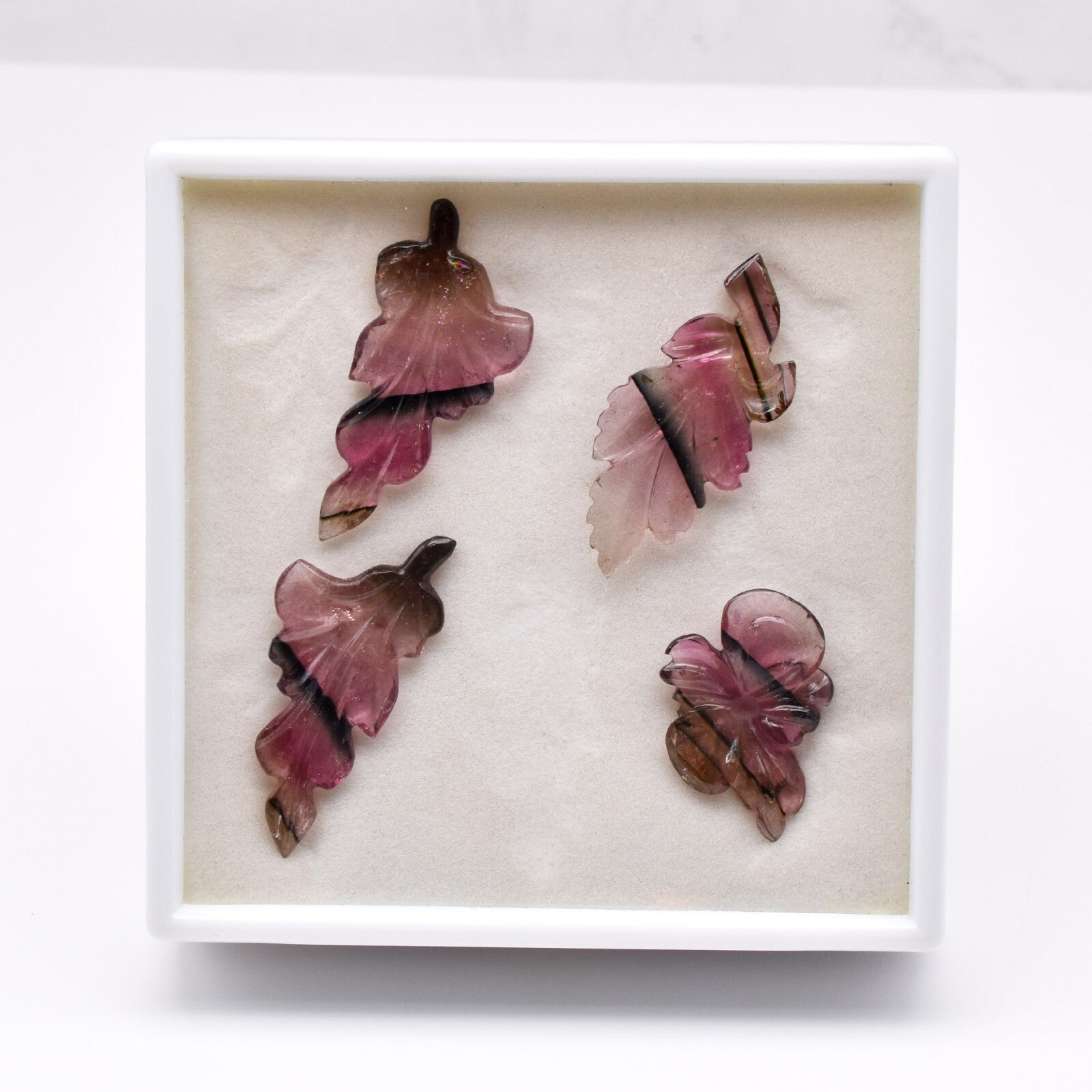 Certified Natural Multi Tourmaline Carved Leaves Earring Pendant Set 49.25 Ct