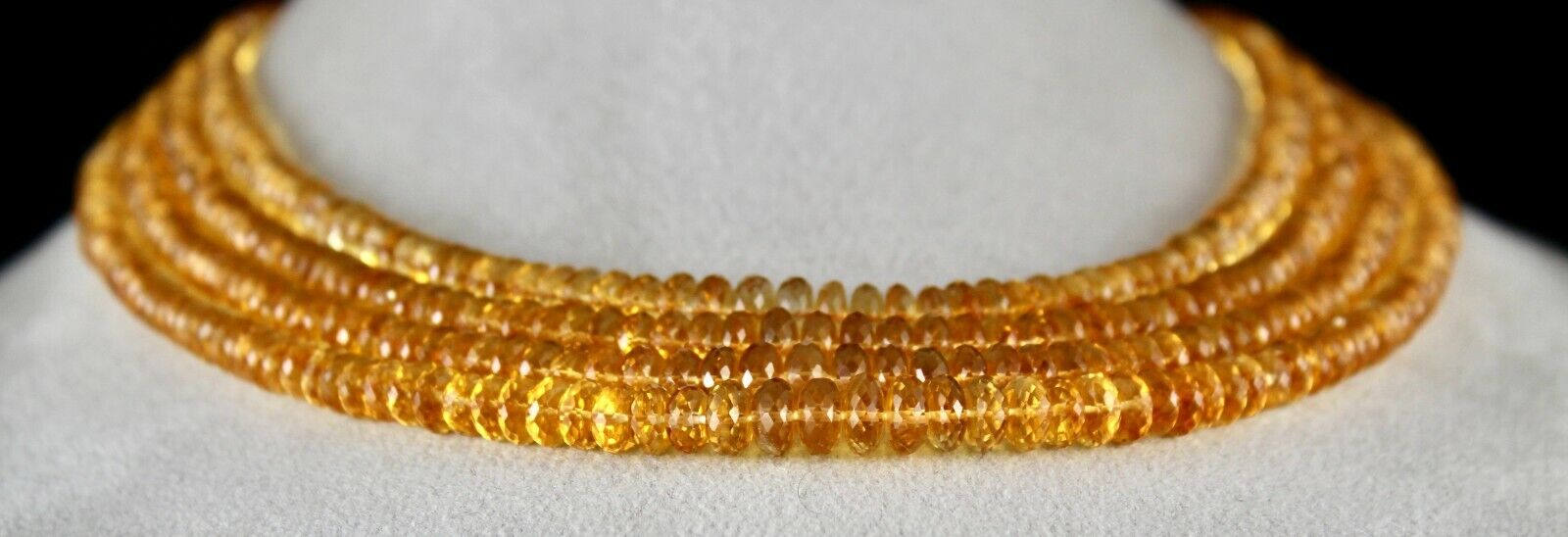 Natural Yellow Citrine Beads Faceted Round 4 L 631 Ct Gemstone Classic Necklace