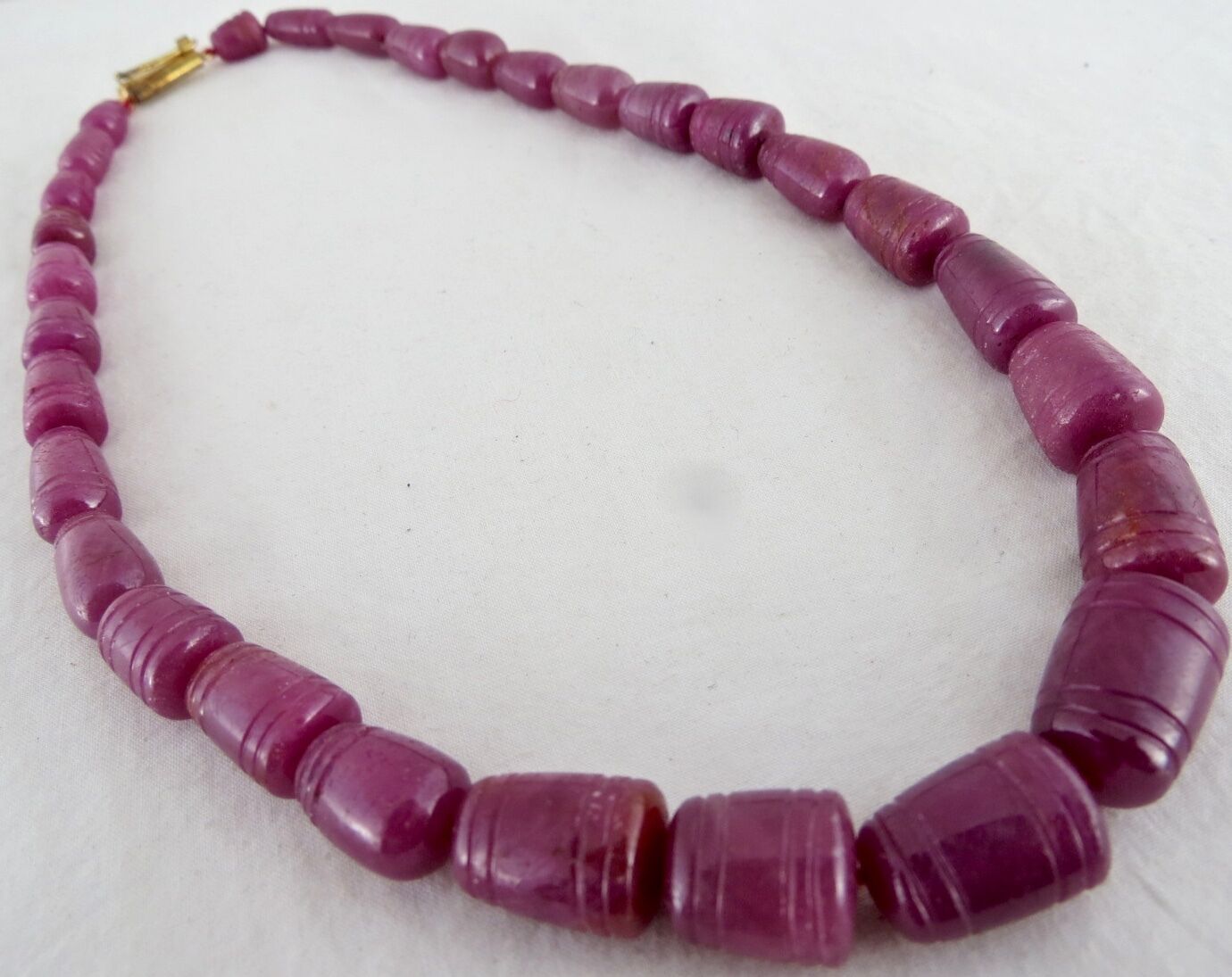 NATURAL UNHEATED RUBY BEADS CARVED 1 LINE 443 CARATS GEMSTONE WITH METAL CLASP