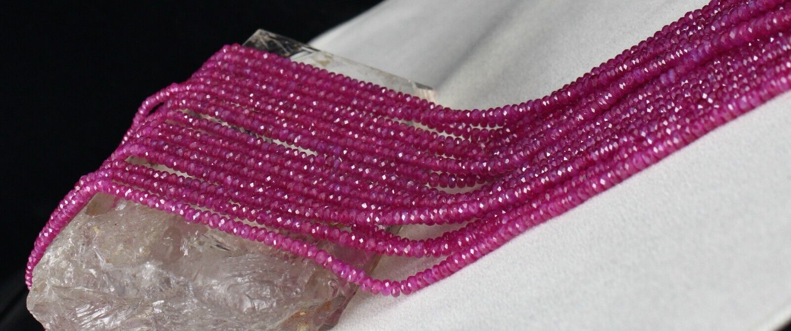 NATURAL HEATED BURMA RUBY FACETED BEADS 8 LINE 573 CARATS GEMSTONE NECKLACE