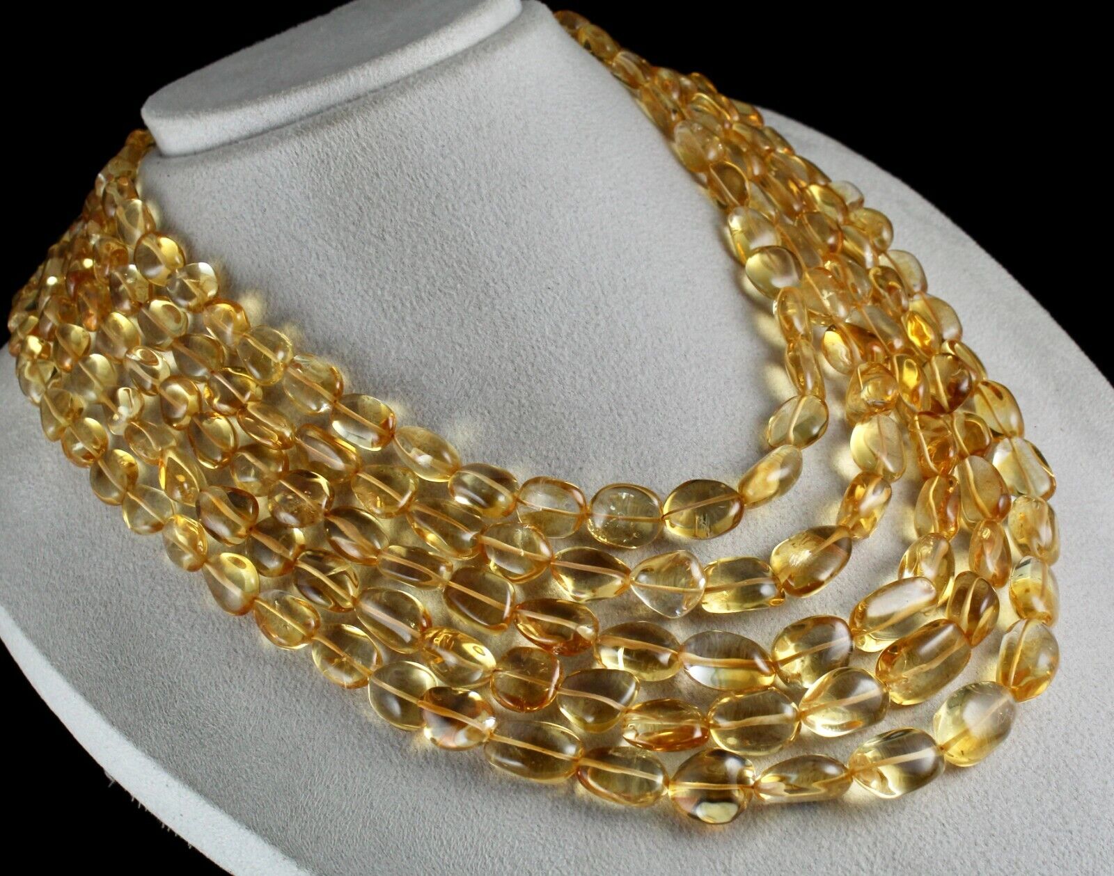 Fine Natural Yellow Citrine Beads Tumble 5 L 1405 Ct Gemstone Statement Necklace