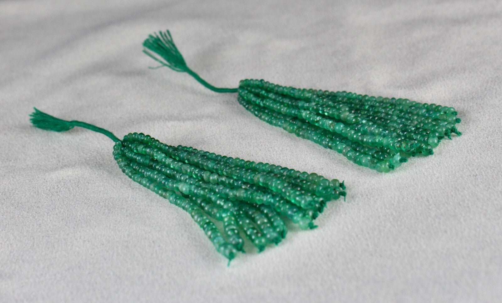Certified Natural Emerald Round Beads 105 Ct Tassel Gemstone Earring Design