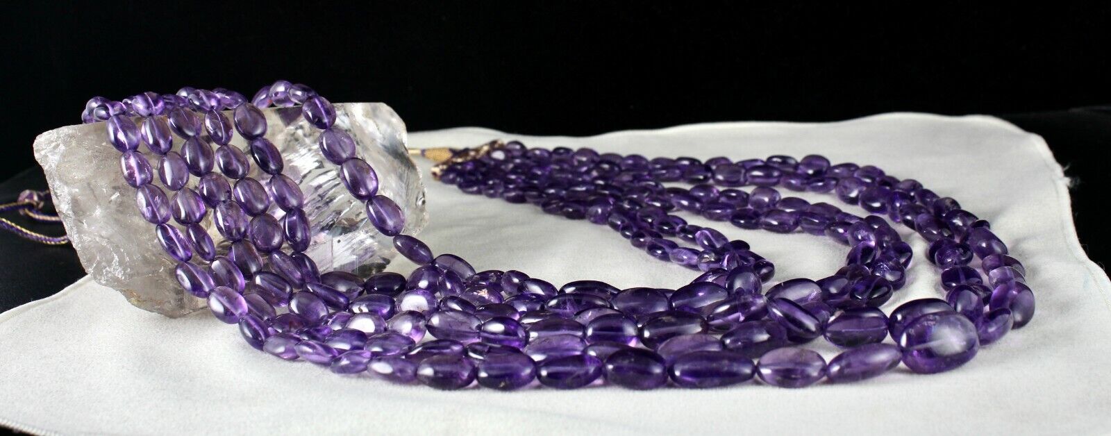 NATURAL AMETHYST BEADS LONG NUGGETS 6 L 1333 CT PURPLE GEMSTONE FASHION NECKLACE