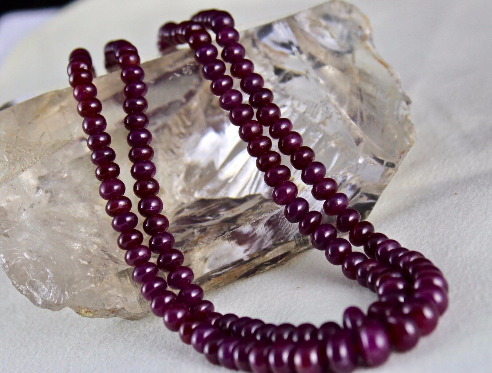 NATURAL UNTREATED RUBY BEADS ROUND 2 LINE 311 CARATS GEMSTONE LADIES NECKLACE