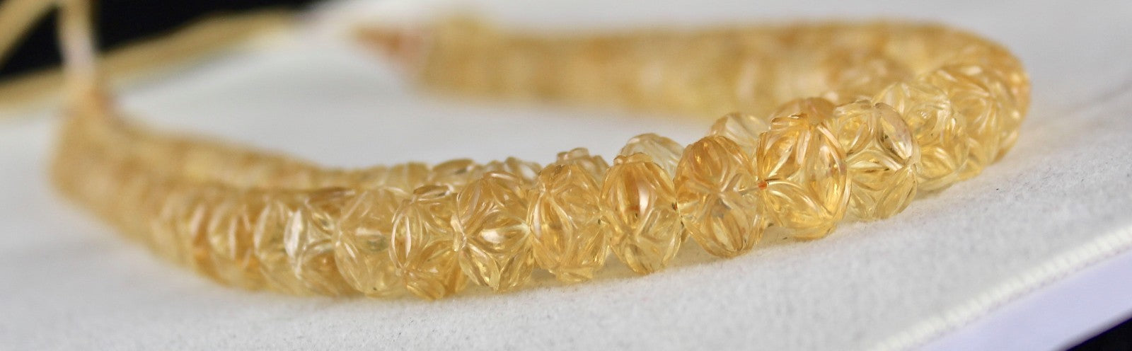Vintage Natural Yellow Citrine 565 Ct Engraved Beads Gemstone Necklace Certified