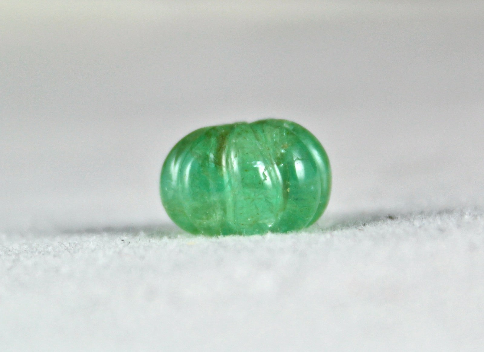 Certified Natural Colombian Emerald Melon Carved Gemstone Bead Pendant 11.96 Ct