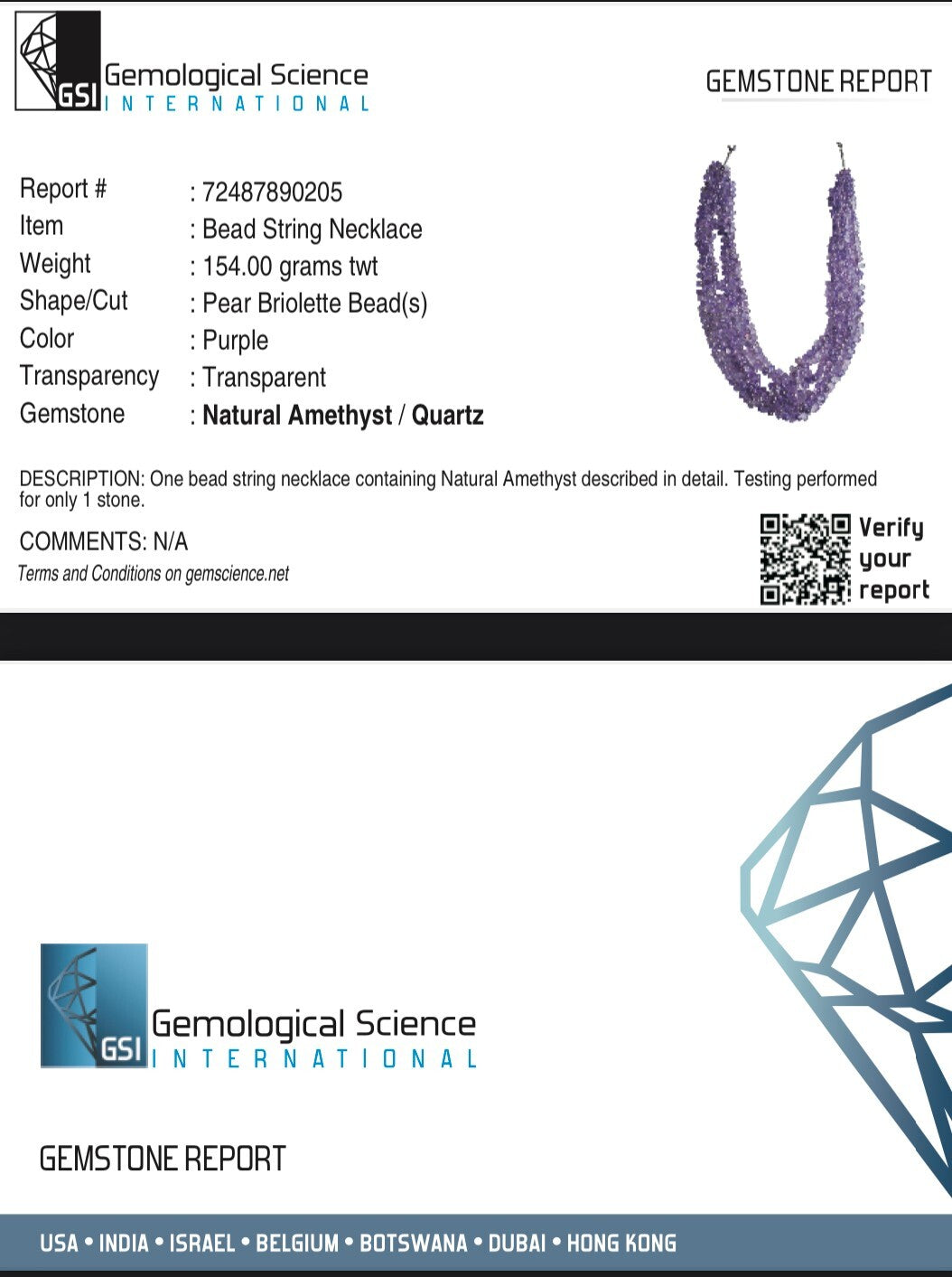 Certified Pink Amethyst 768 Ct Beaded Drop Necklace Sterling Silver Hook