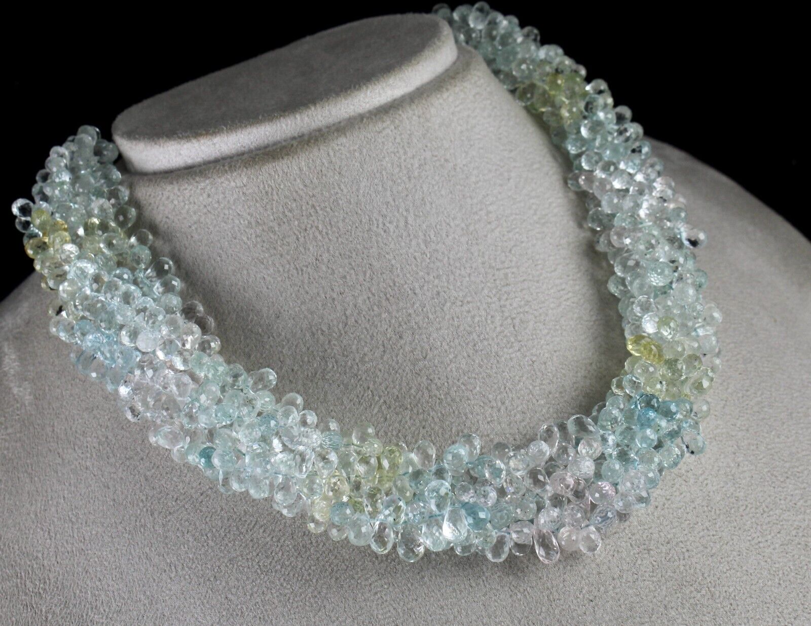 Natural Multi Aquamarine Beads Drops Faceted 5 L 776 Ct Gemstone Fine Necklace
