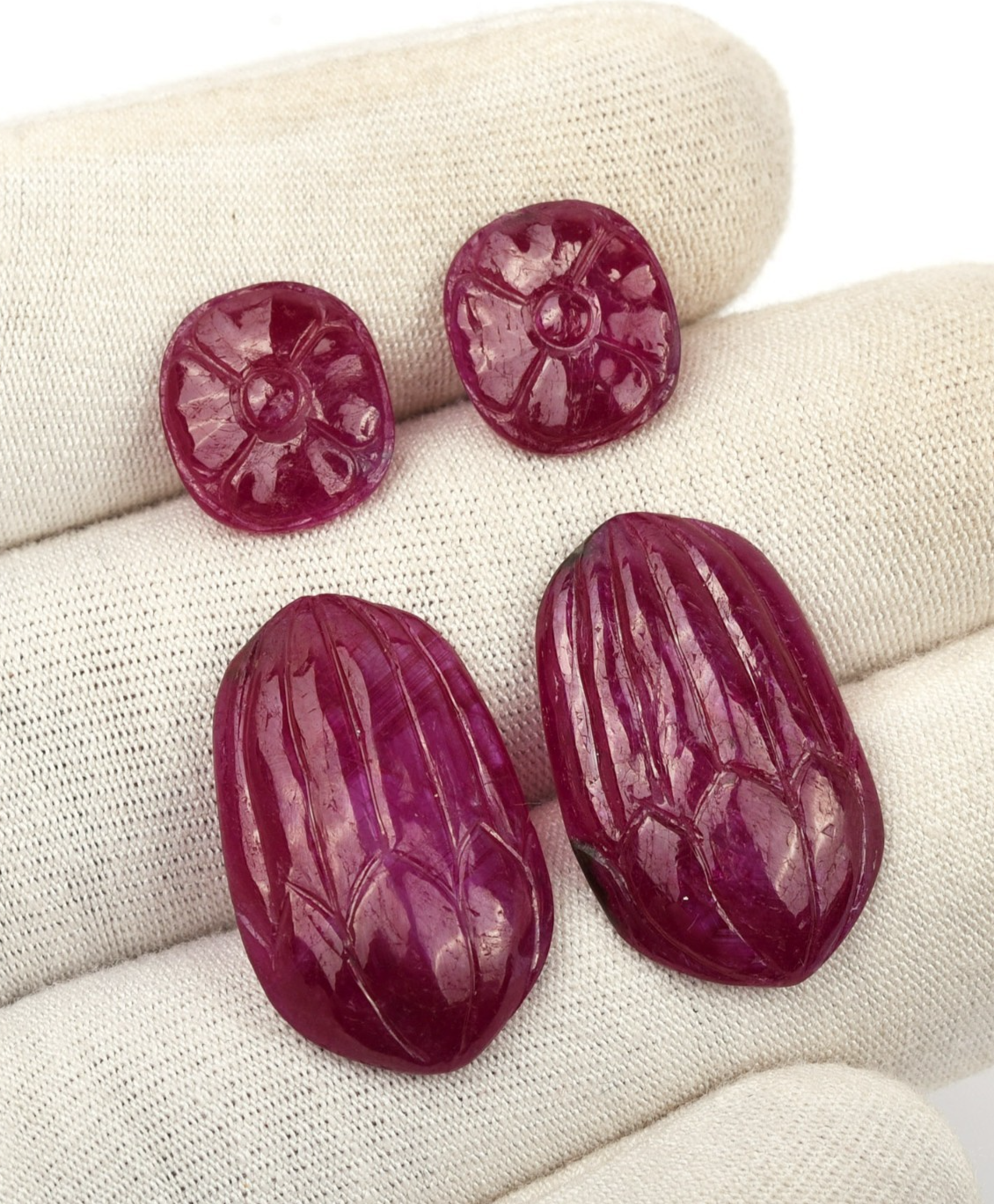 Certified Natural Ruby Engraved Dangle Pair 4 Pc 20.86 Ct Loose Gemstone Earring