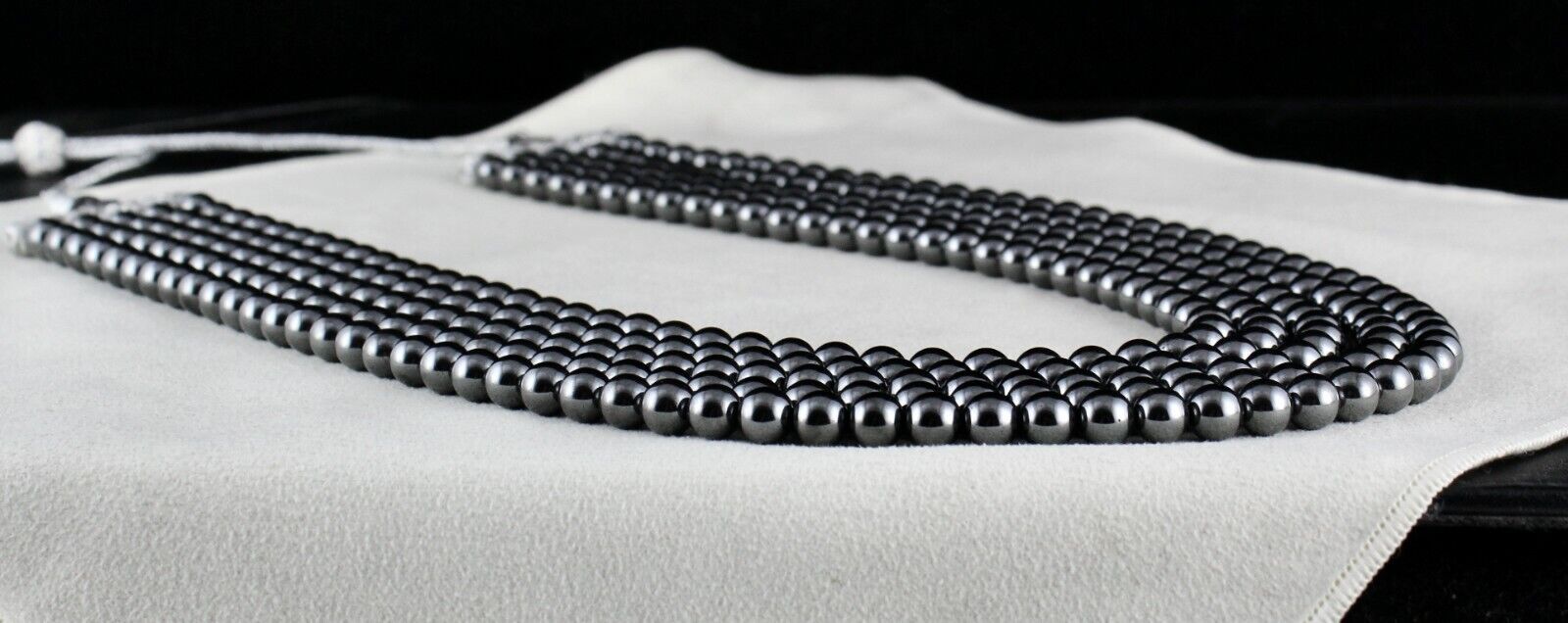 NATURAL HEMATITE BEADS 5 LINE 7MM 1630 CTS ROUND BLACK GEMSTONE FASHION NECKLACE