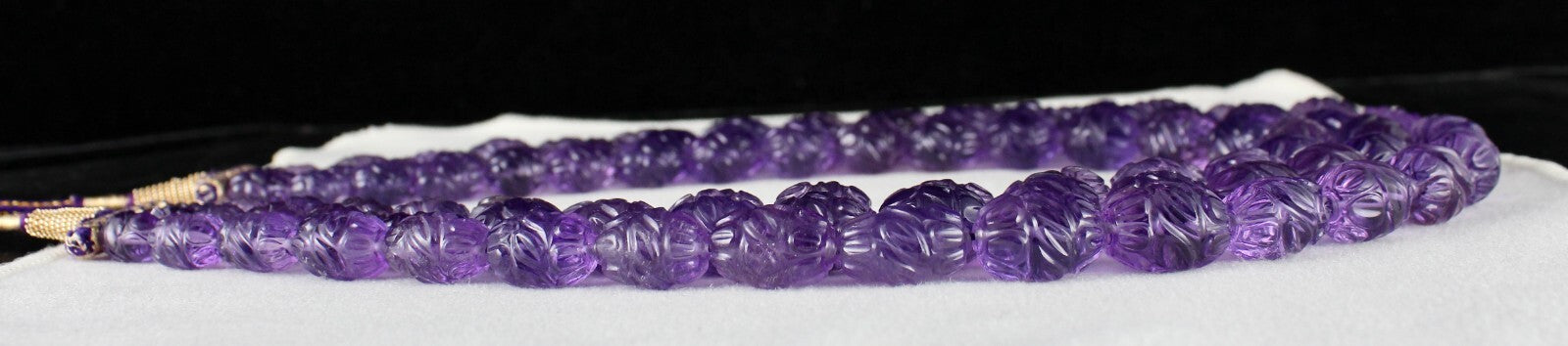 Certified Natural Amethyst 1227 Ct Engraved Beads Purple Gemstone Necklace