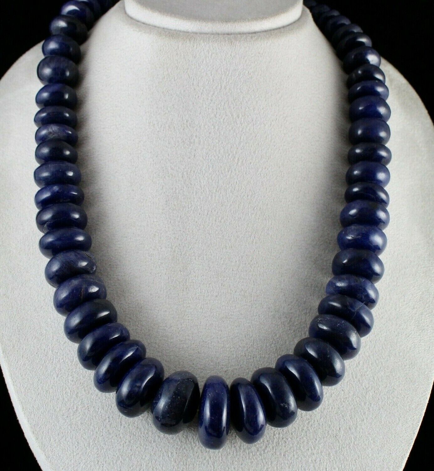 NATURAL BLUE JADE BEADS ROUND GEMSTONE 1 LINE 2085 CARATS LADIES SILVER NECKLACE