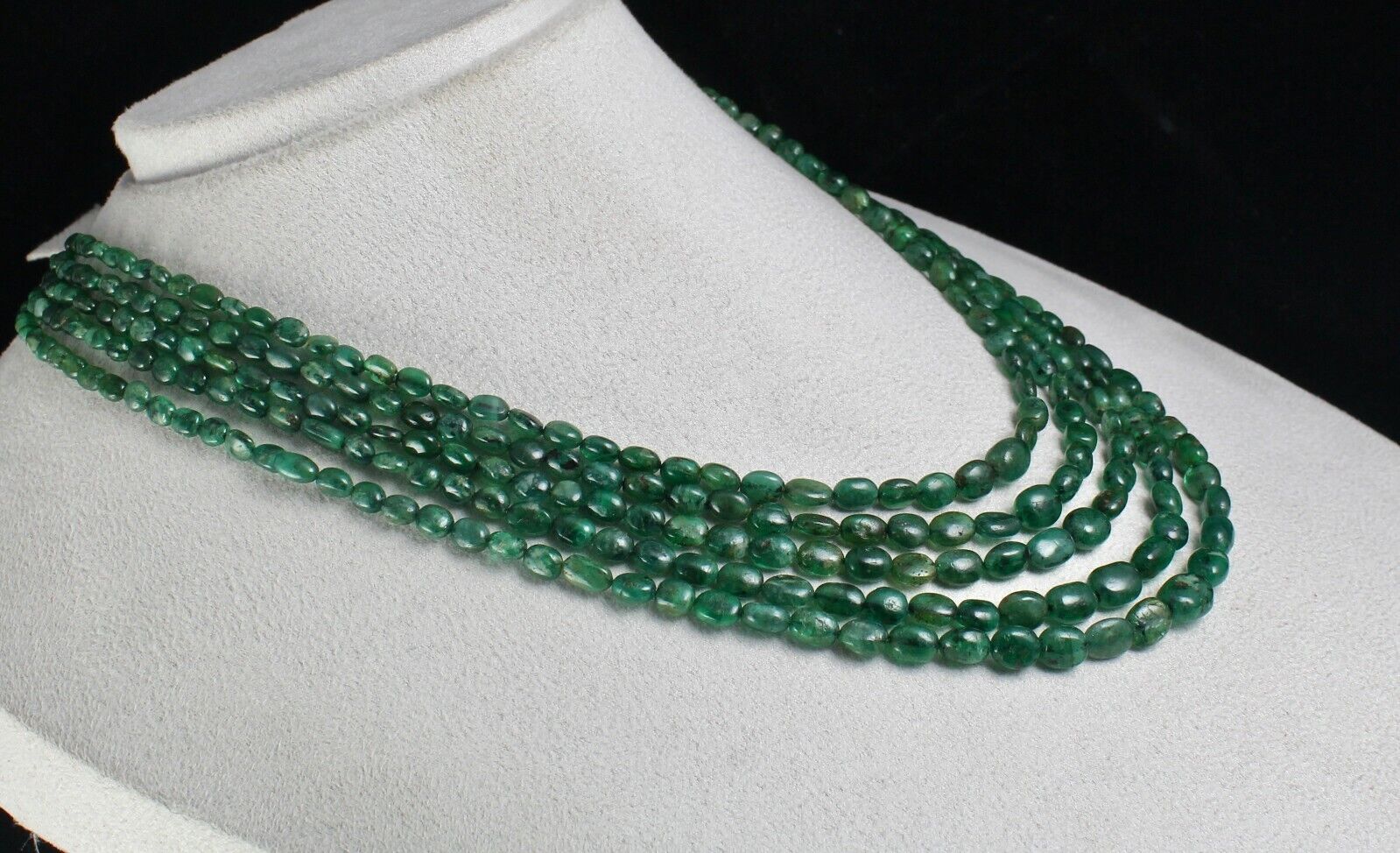 Classic Old Natural Emerald Beads Nugget 5 String 308 Ct Gemstone Necklace