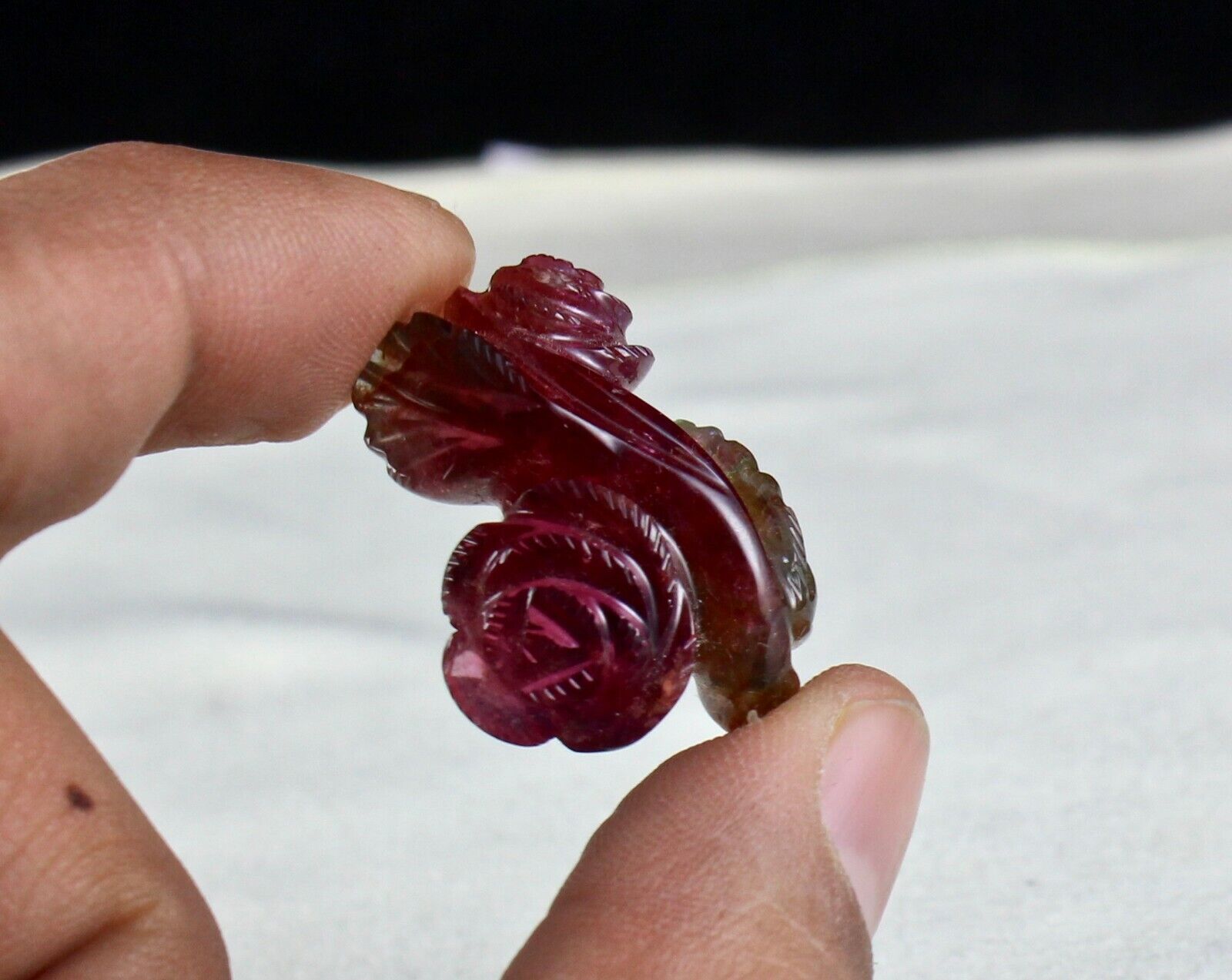 NATURAL MULTI TOURMALINE CARVED FLOWER 44.05 CARATS GEMSTONE FOR PENDANT DESIGN