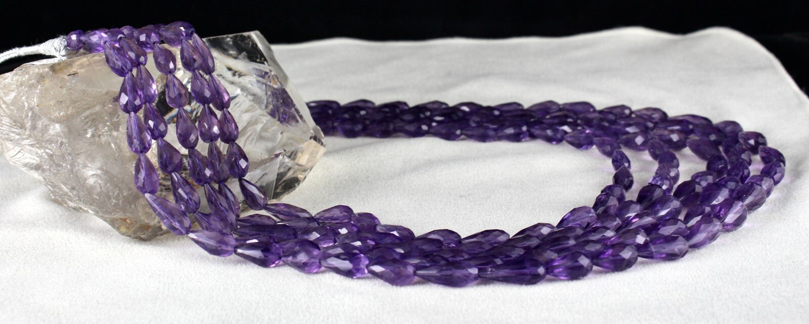 Certified Natural Purple Amethyst 660ct Tear Drop Beads Finest Necklace