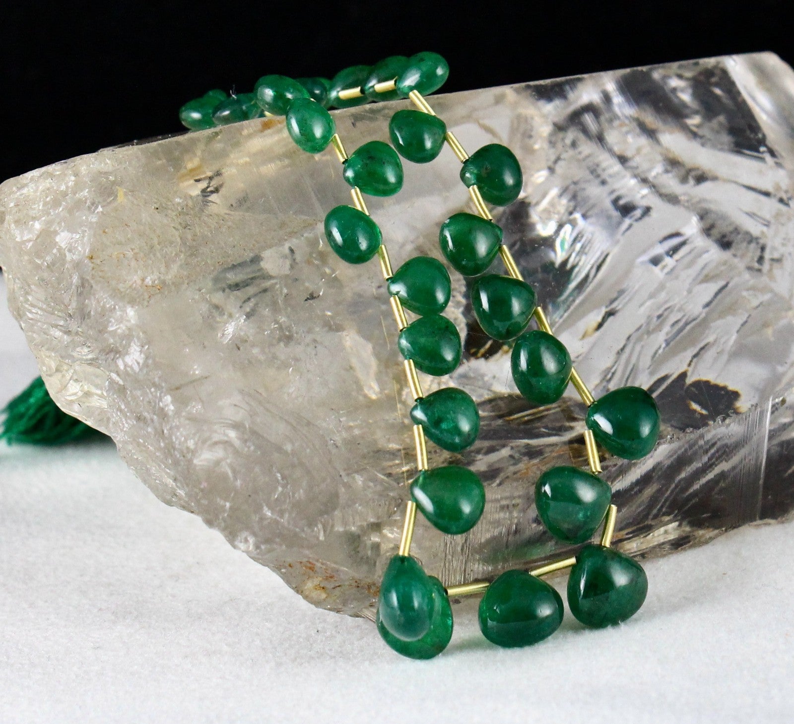 Certified Natural Emerald Teardrop Heart 34p 53.43 Ct Hanging Gemstone Designing