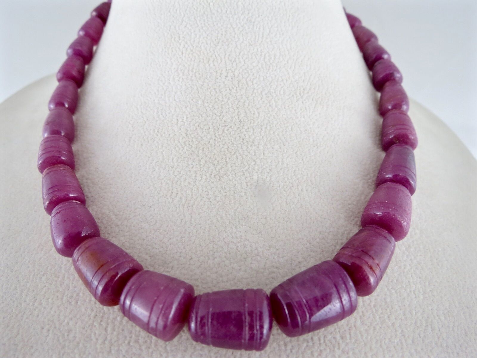 NATURAL UNHEATED RUBY BEADS CARVED 1 LINE 443 CARATS GEMSTONE WITH METAL CLASP