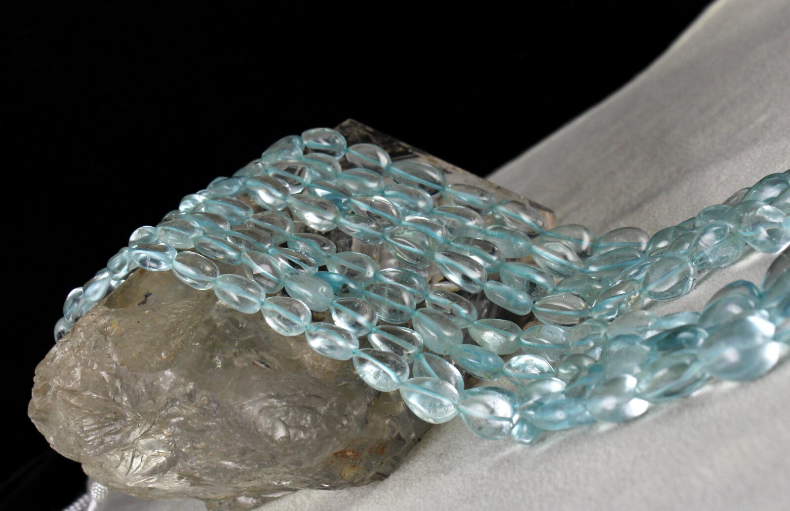 Certified Natural Blue Topaz 613 Ct Beads Drops Fine Necklace For Women