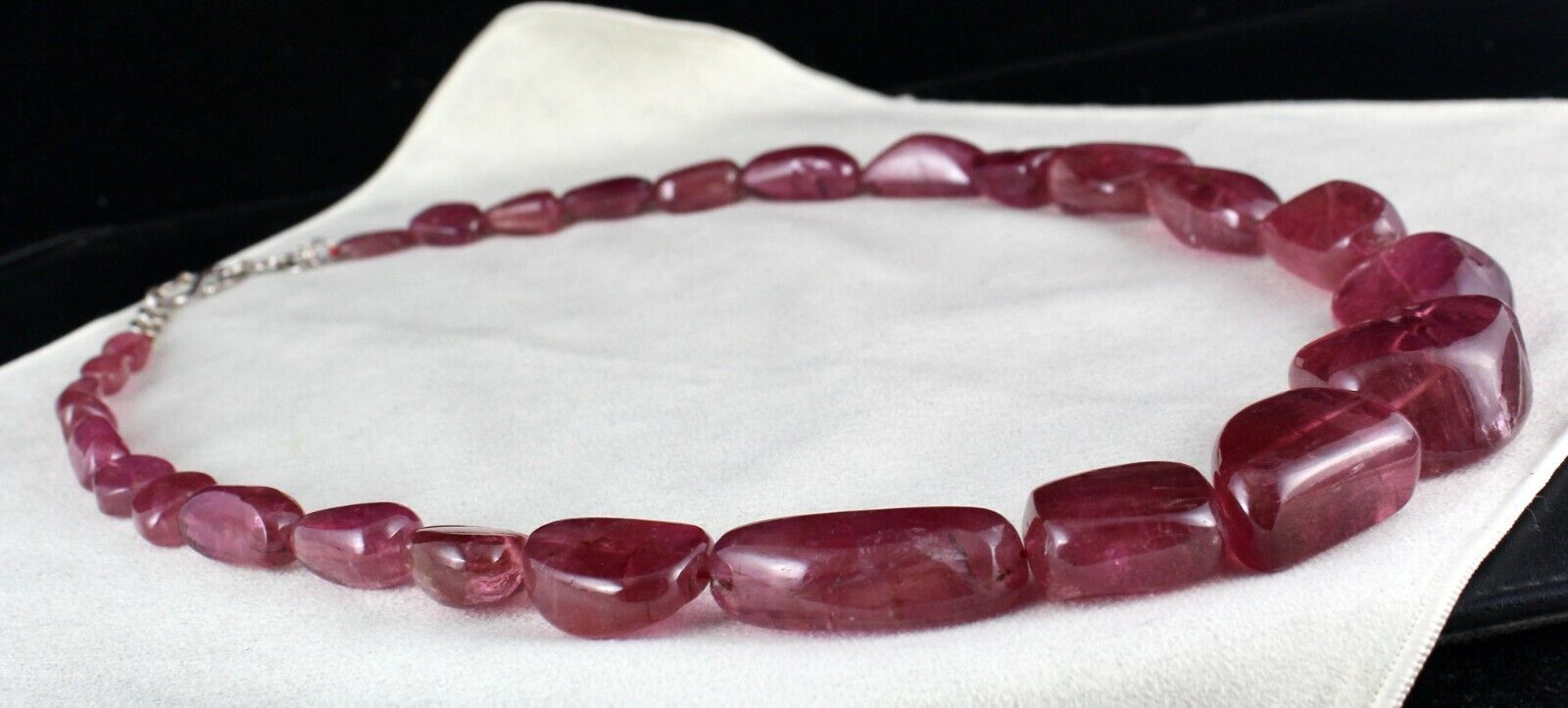 NATURAL PINK TOURMALINE RUBELLITE BEADS TUMBLE 35MM BIG 1241 CARATS GEM NECKLACE
