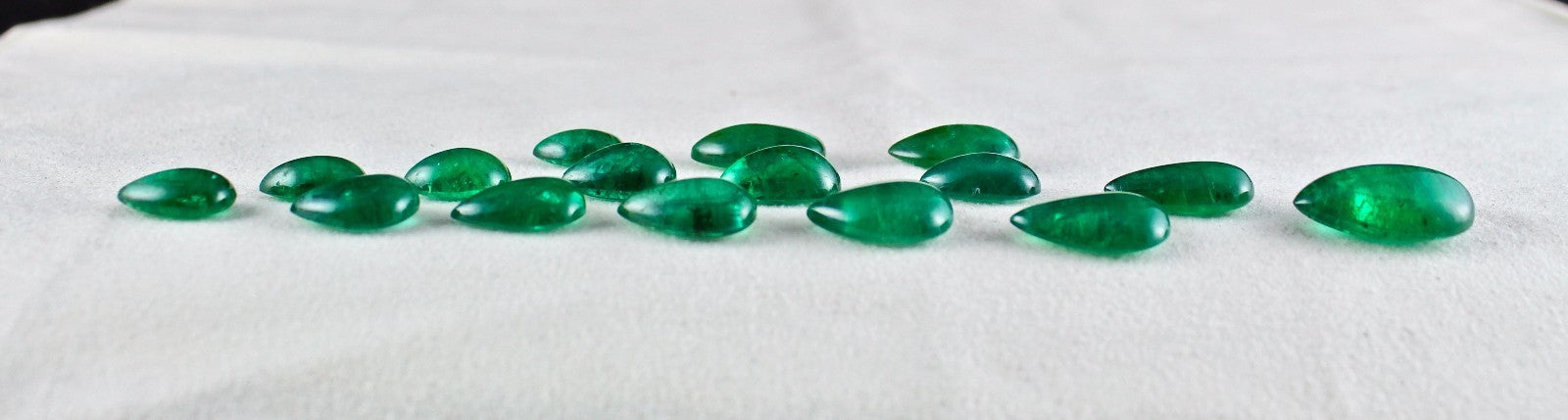 Certified Natural Emerald 110.38 Ct Pear Cabochon 16 Pc Loose Gemstone Necklace
