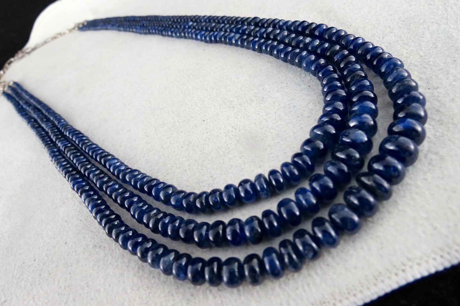 Certified Natural Blue Sapphire Beads Necklace 461 Ct Vintage Gemstone Round