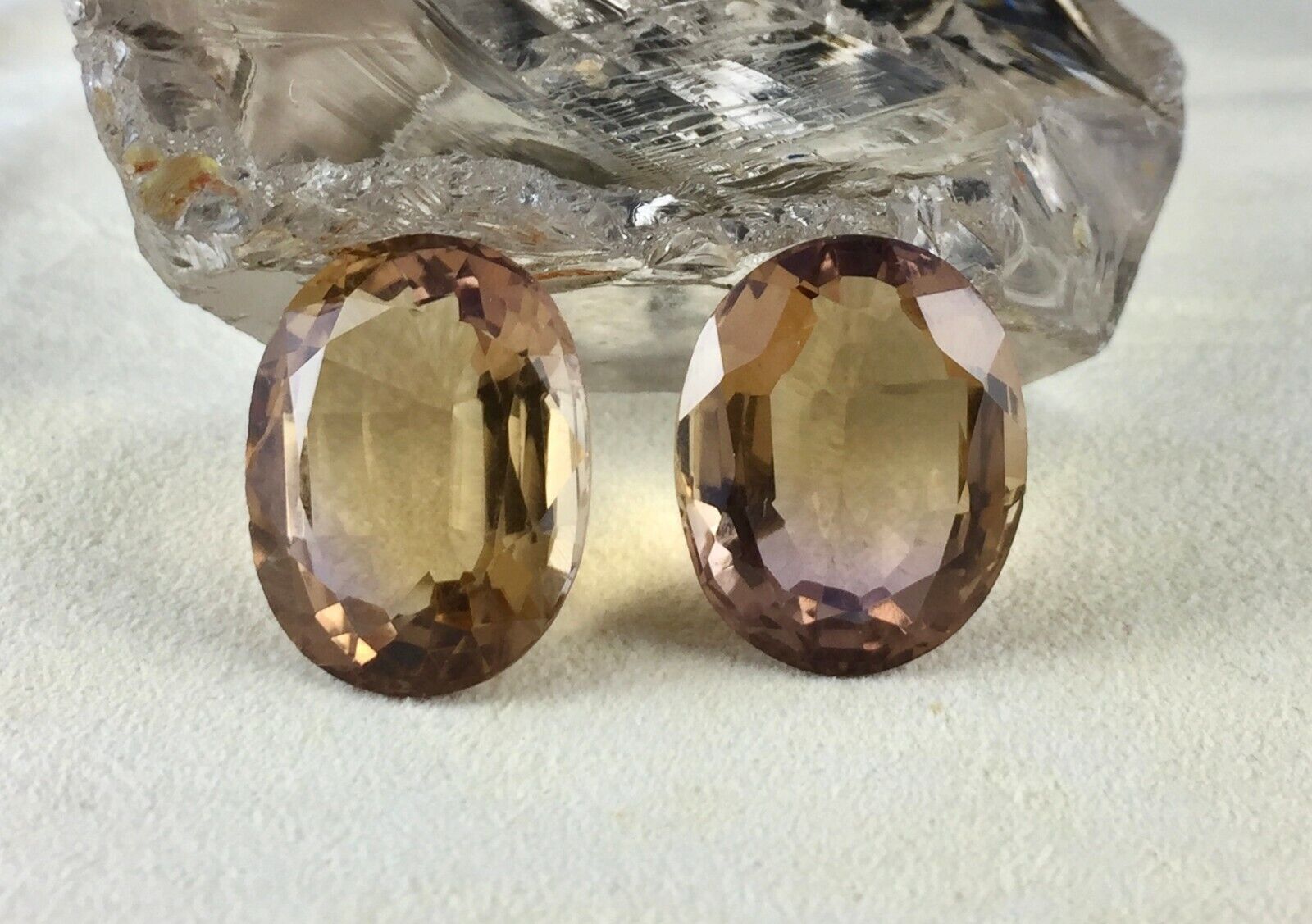 NATURAL AMETRINE OVAL CUT PAIR 3 PCS 81.20 CTS RARE GEMSTONE FOR EARRING PENDANT