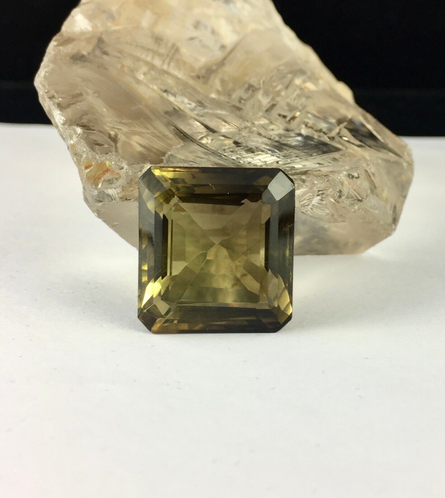 Natural Lemon Quartz Octagon Cut 53.90 Carat Semi Precious Gemstone Pendant Ring