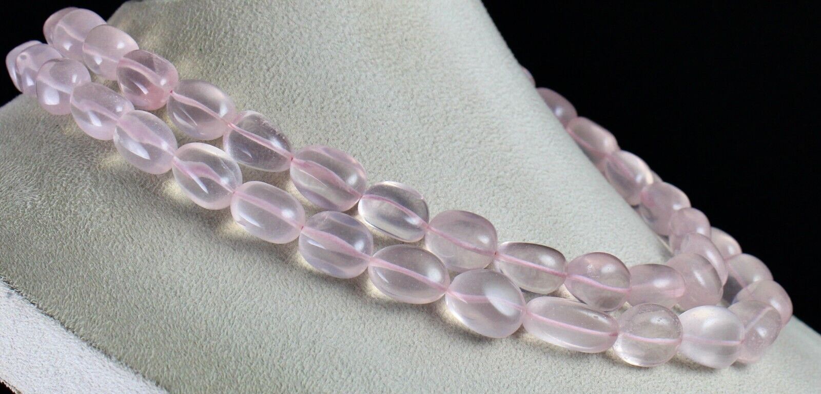 Fine Natural Rose Quartz Beads Nugget 2 L 1181 Ct Gemstone Fashion Pink Necklace