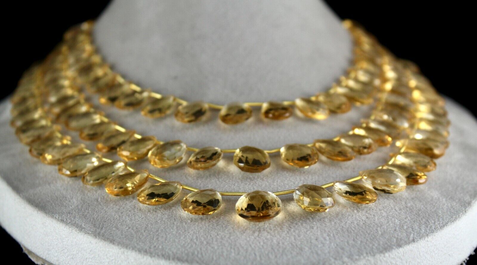 Yellow Natural Citrine Teardrop 3 L 810 Ct Gemstone Fashion Statement Necklace