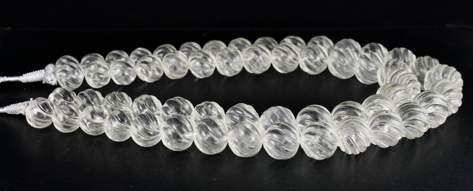 Certified Natural Rock Crystal Quartz Carved Beads Necklace 2049 Ct Rare Gem