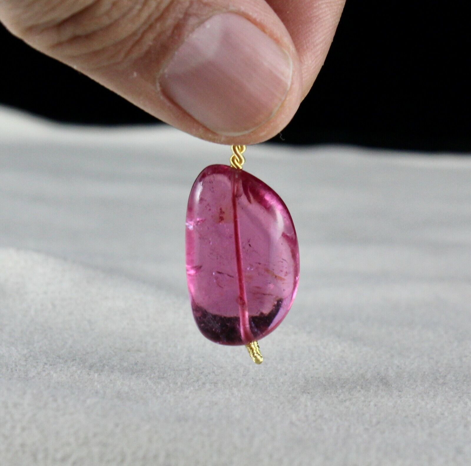 Natural Tourmaline Bead Rubellite Cabochon 26.65 Cts Drilled Gemstone Pendant