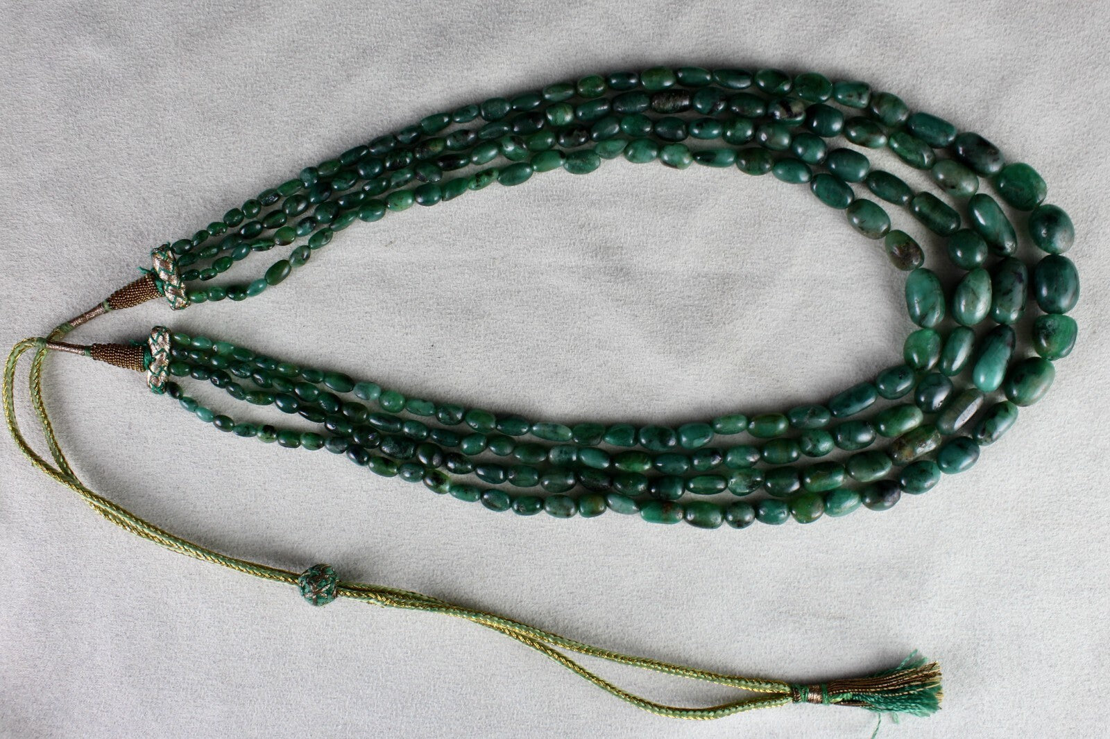 Certified Vintage Natural Emerald 490 Ct Beads Antique Necklace For Women