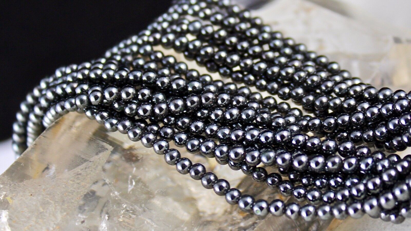 NATURAL HEMATITE BEADS 9 LINE 23 INCH 725 CARATS ROUND GEMSTONE LADIES NECKLACE