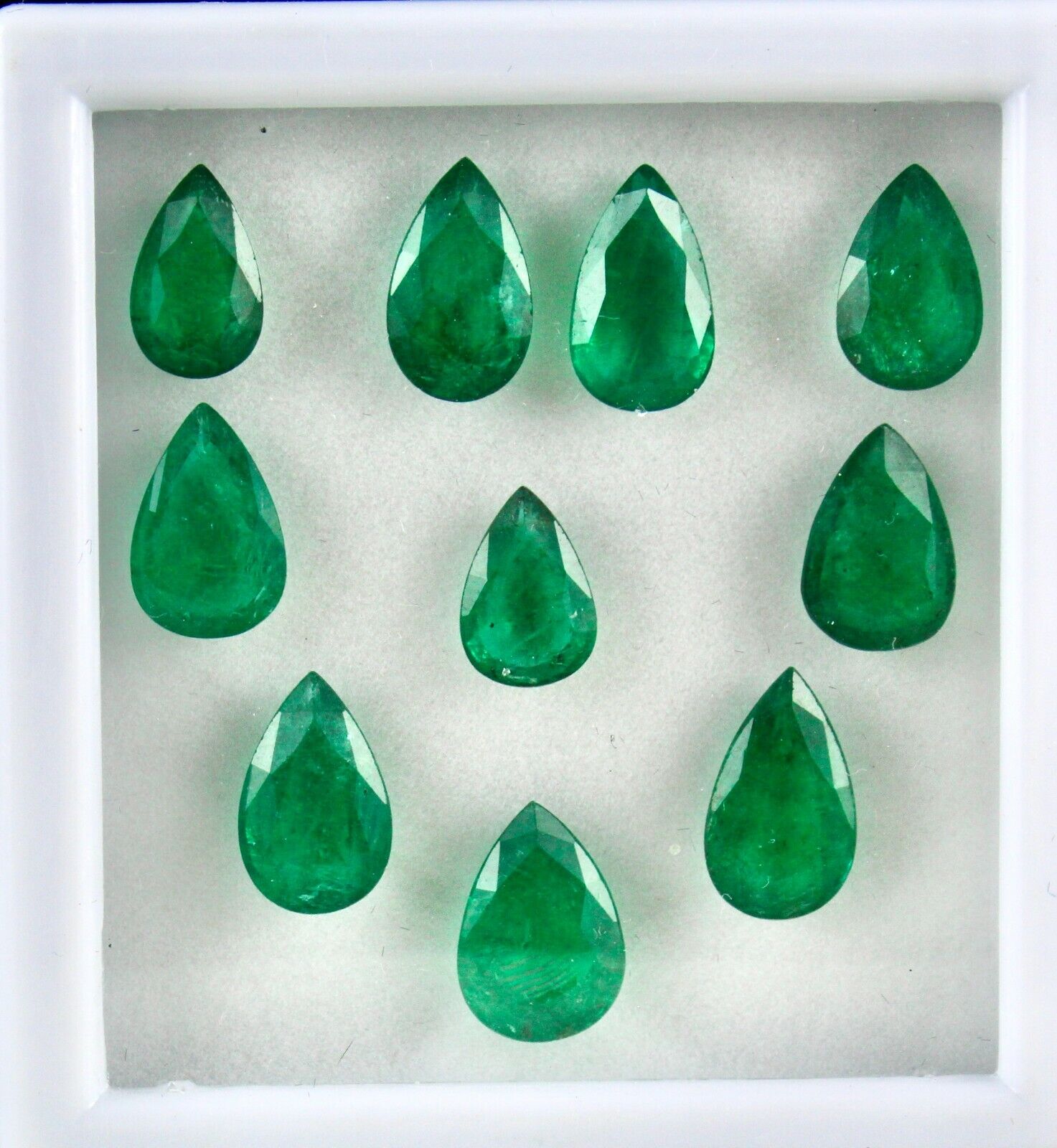 NATURAL ZAMBIA EMERALD PEAR CUT 10 PCS 27.31 CTS LOOSE GEMSTONE RING EARRING SET