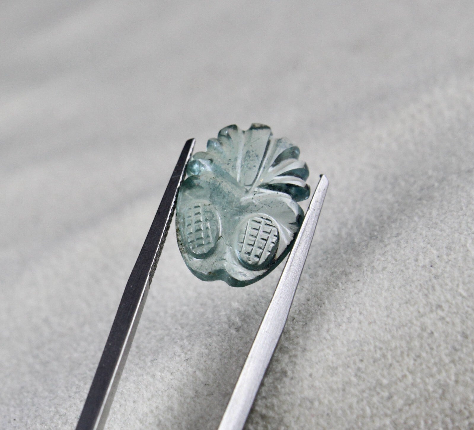 Natural Blue Aquamarine 7.47 Ct Carved Pineapple Loose Gemstone For Pendant Ring
