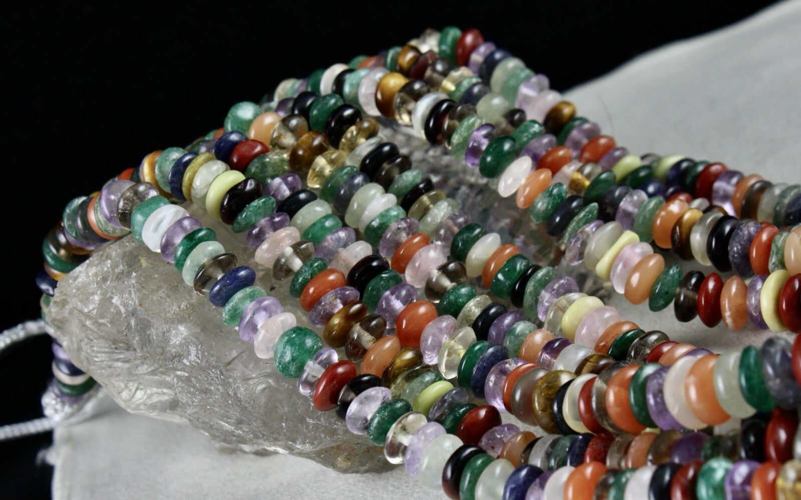 Vintage Multi Semi Precious Gemstone Beads Necklace 1576 Ct For Fashion