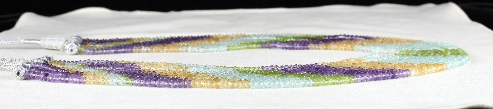Multi Colour Peridot Citrine Amethyst & Topaz 365ct Beads 10l Gemstone Necklace