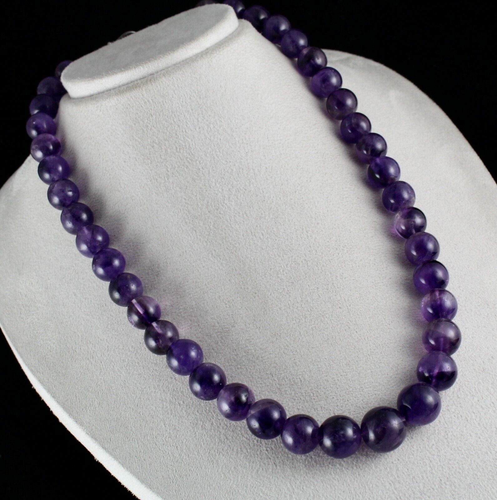 Natural Amethyst Beaded Necklace 1 Line 846 Carats Big Round Gemstone Strings