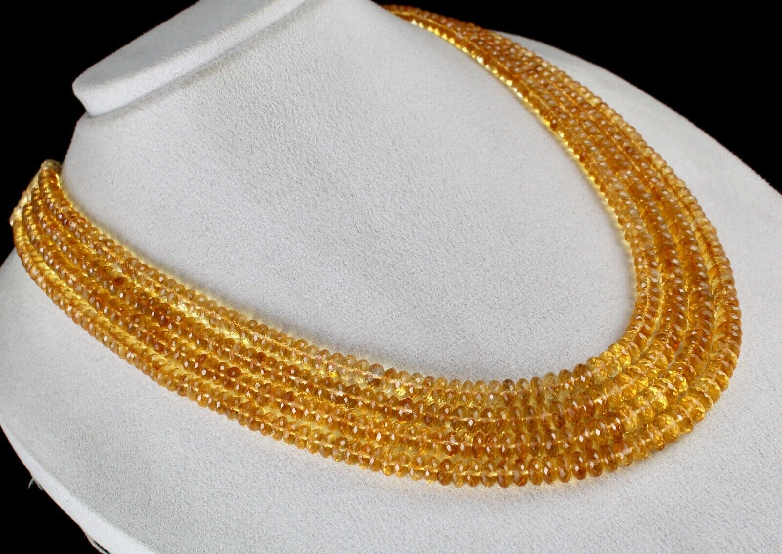 Natural Yellow Citrine Beads Faceted Round 4 L 631 Ct Gemstone Classic Necklace