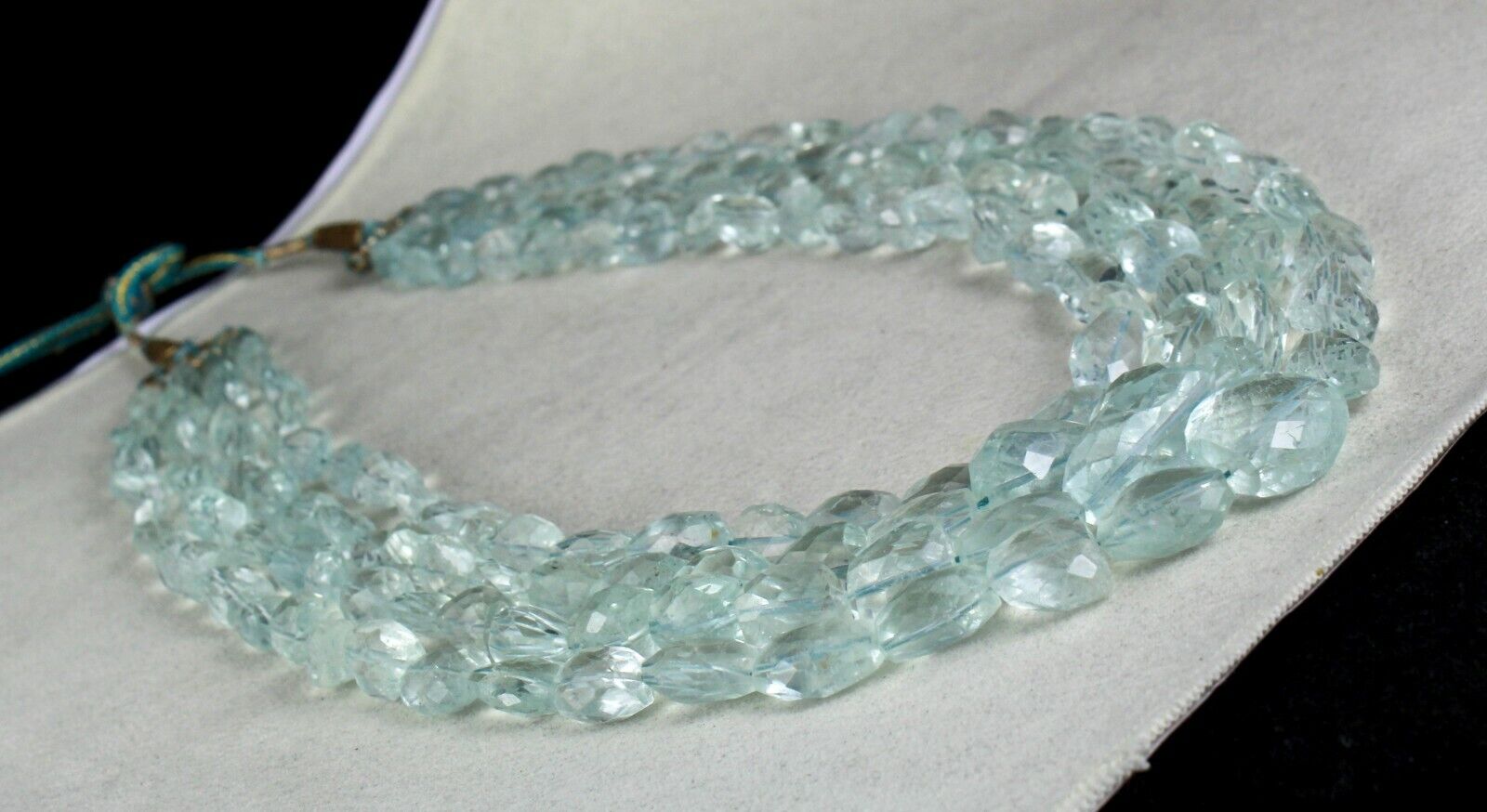 Natural Blue Aquamarine Faceted Tumble Beads 4L 1119 Ct Finest Gemstone Necklace