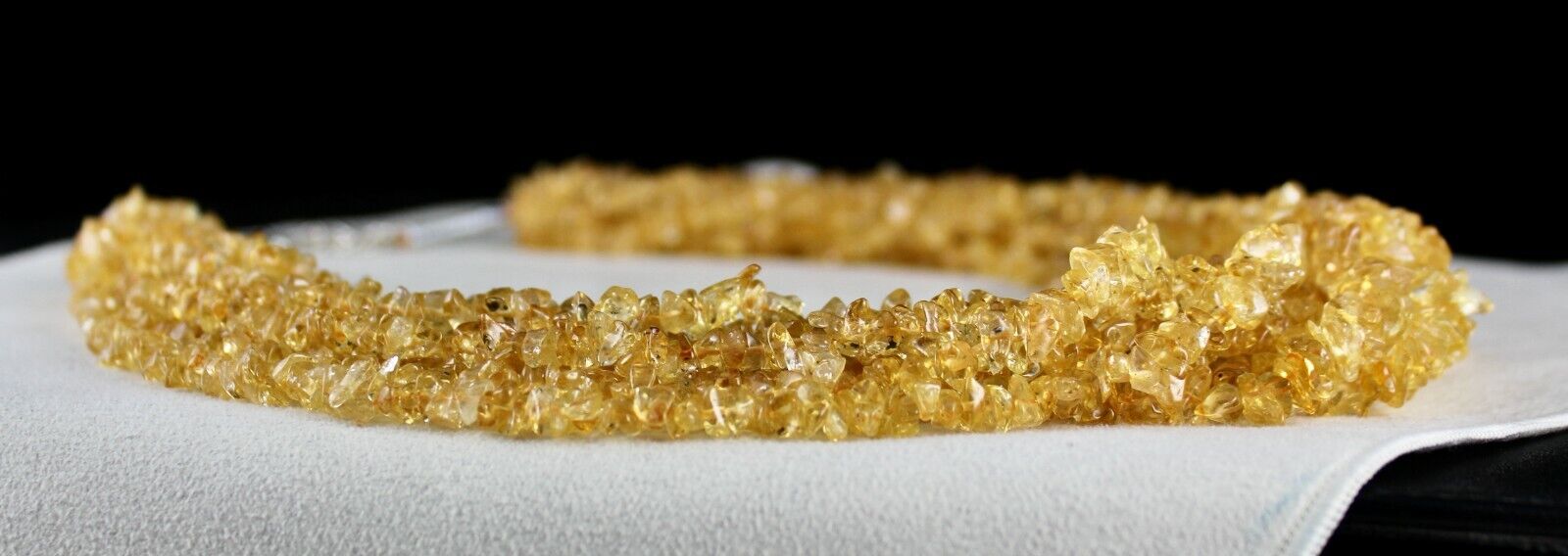 NATURAL YELLOW CITRINE UNCUT BEADS 10 LINE 1327 CARATS GEMSTONE SILVER NECKLACE