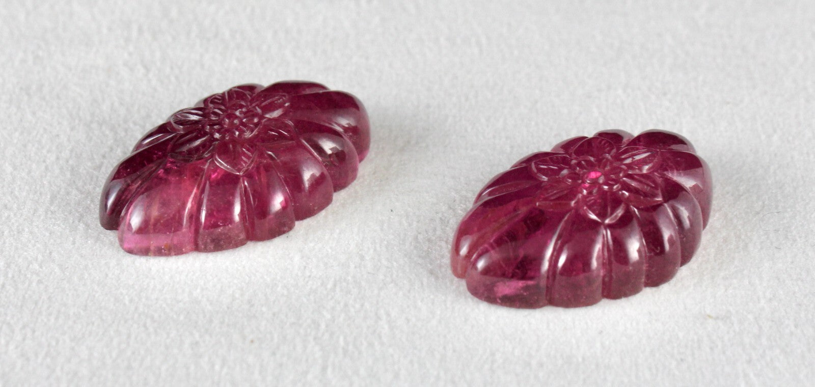 Certified Natural Rubellite Tourmaline 108.77 Ct Oval Engraved Gemstone Earrings