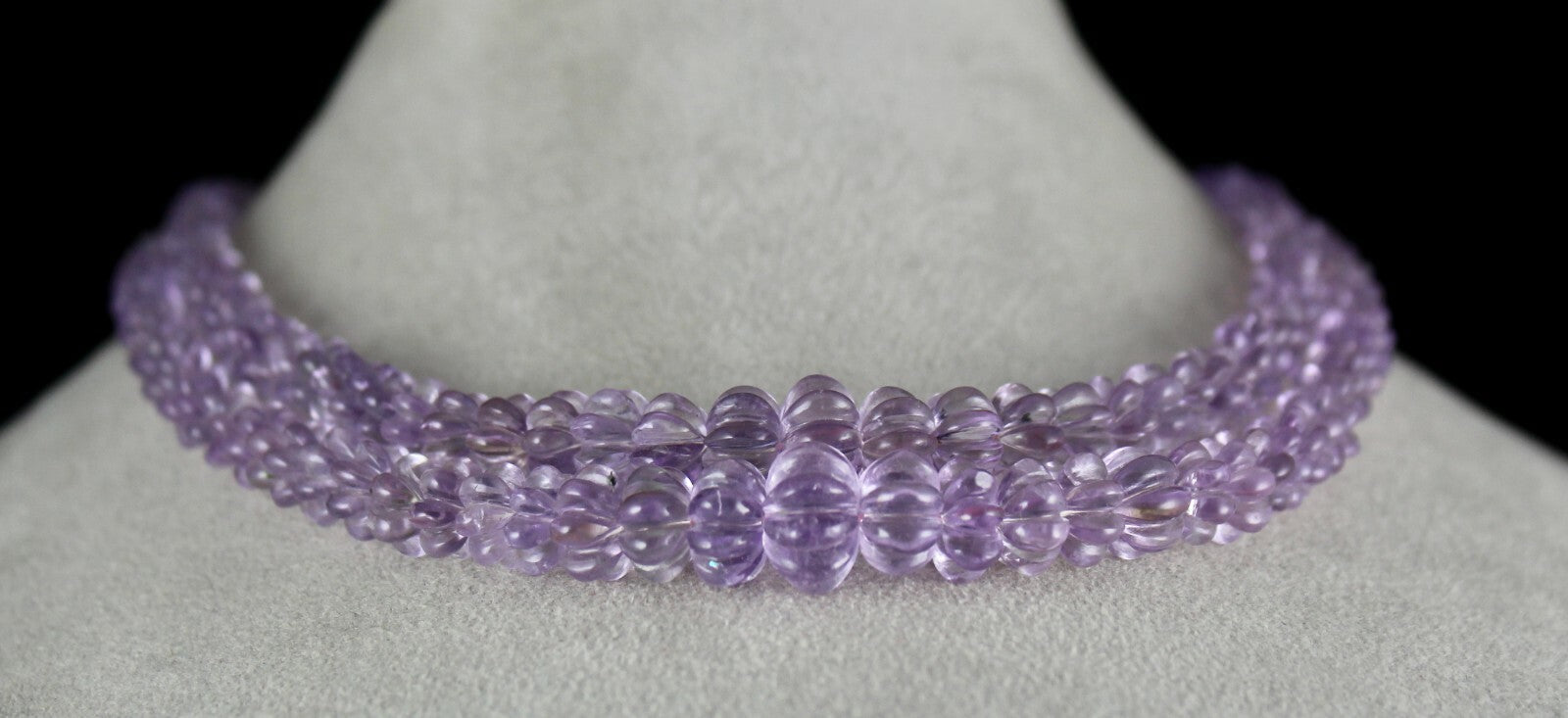 Certified Natural Pink Amethyst 461 Ct Carved Beads Necklace 2 Line For Women